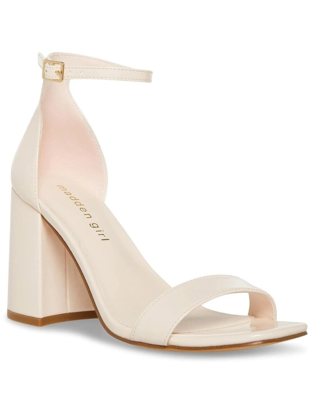 Madden Girl Porcelain Patent Ankle Strap Heels Block Heel Size 7
